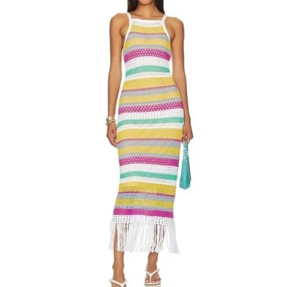 ANTHROPOLOGIE 525 AMERICA CROCHET MAXI DRESS Boem Small NWT - Picture 1 of 10